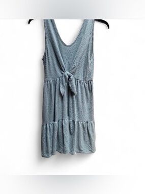 Caution To The Wind Light Blue Tie-Front Tiered Mini Dress